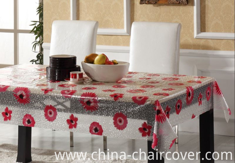 Plastic Embossed Transparent Table Cloth in Roll